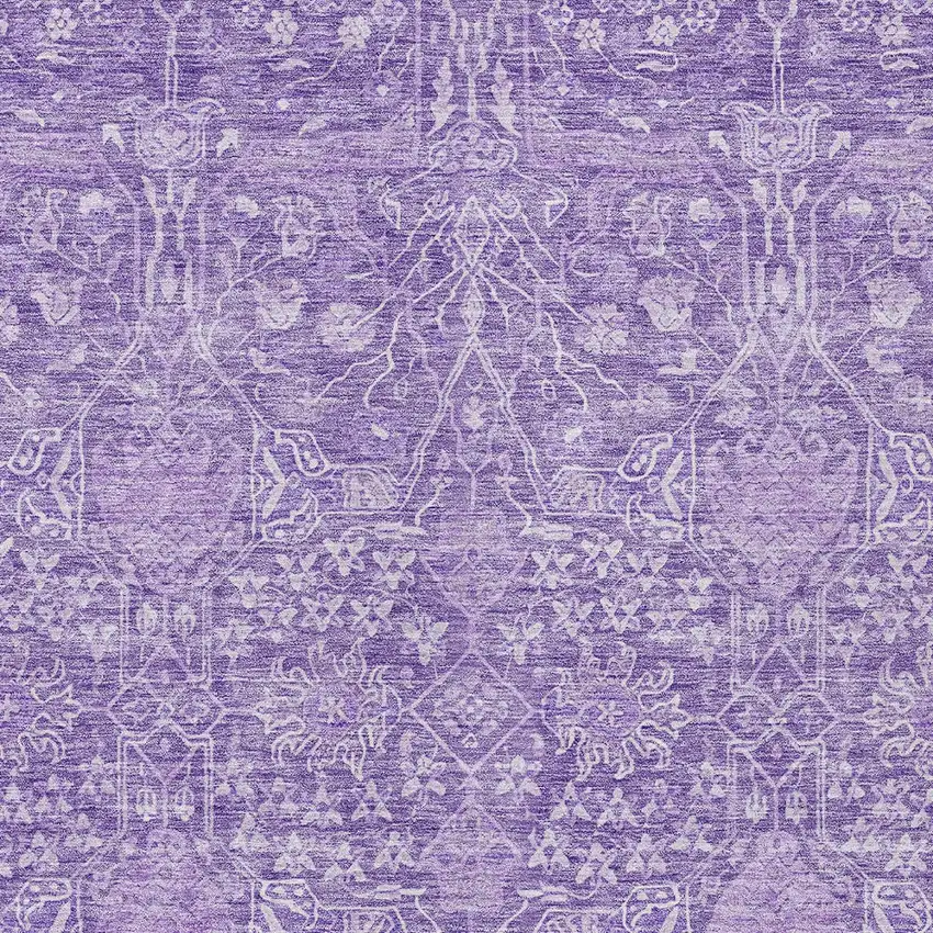 Plum And Lavender Floral Washable Indoor Outdoor Area Rug Photo 5