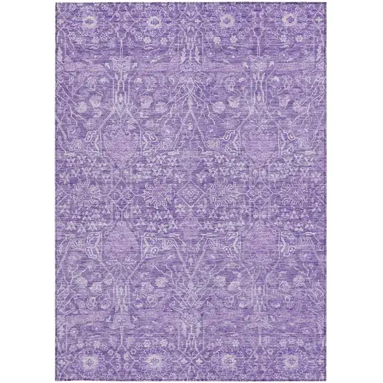 Plum And Lavender Floral Washable Indoor Outdoor Area Rug Photo 6
