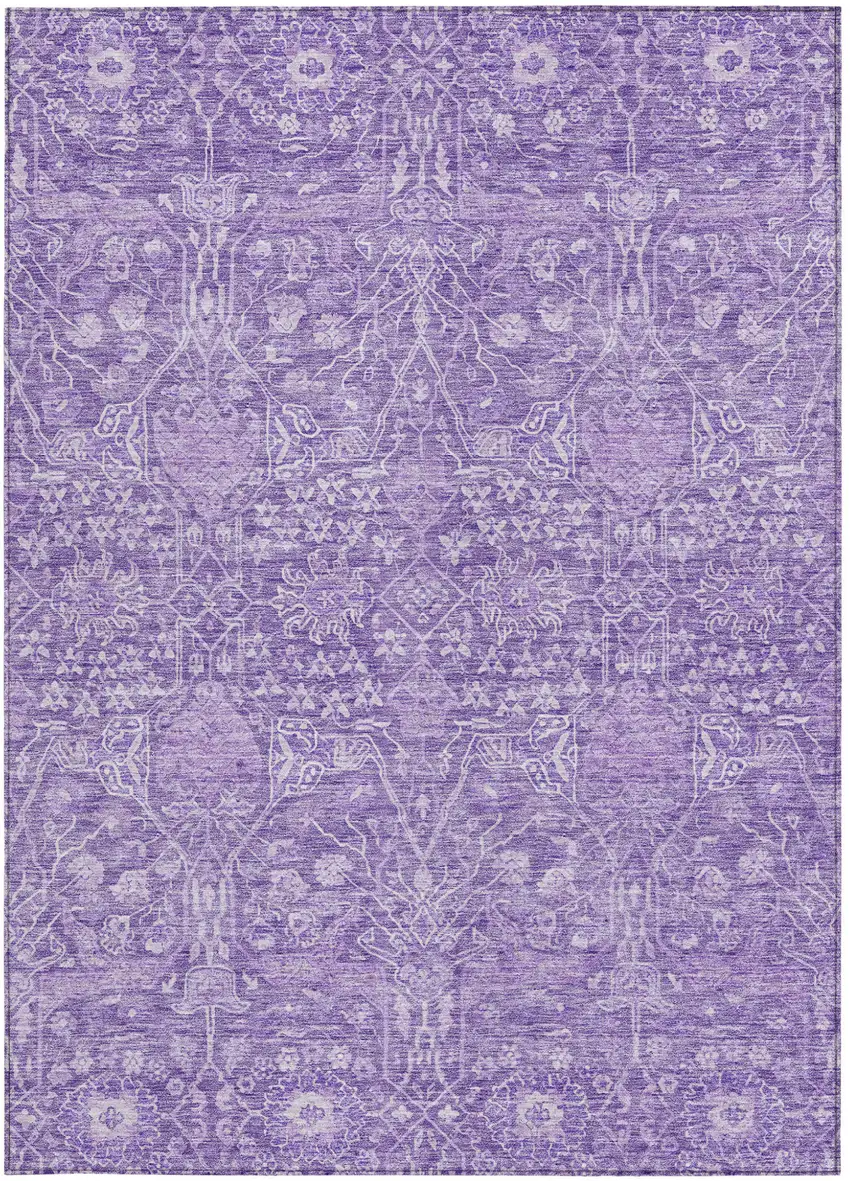 Plum And Lavender Floral Washable Indoor Outdoor Area Rug Photo 6