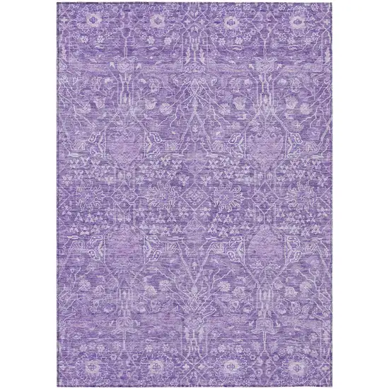 Plum And Lavender Floral Washable Indoor Outdoor Area Rug Photo 2