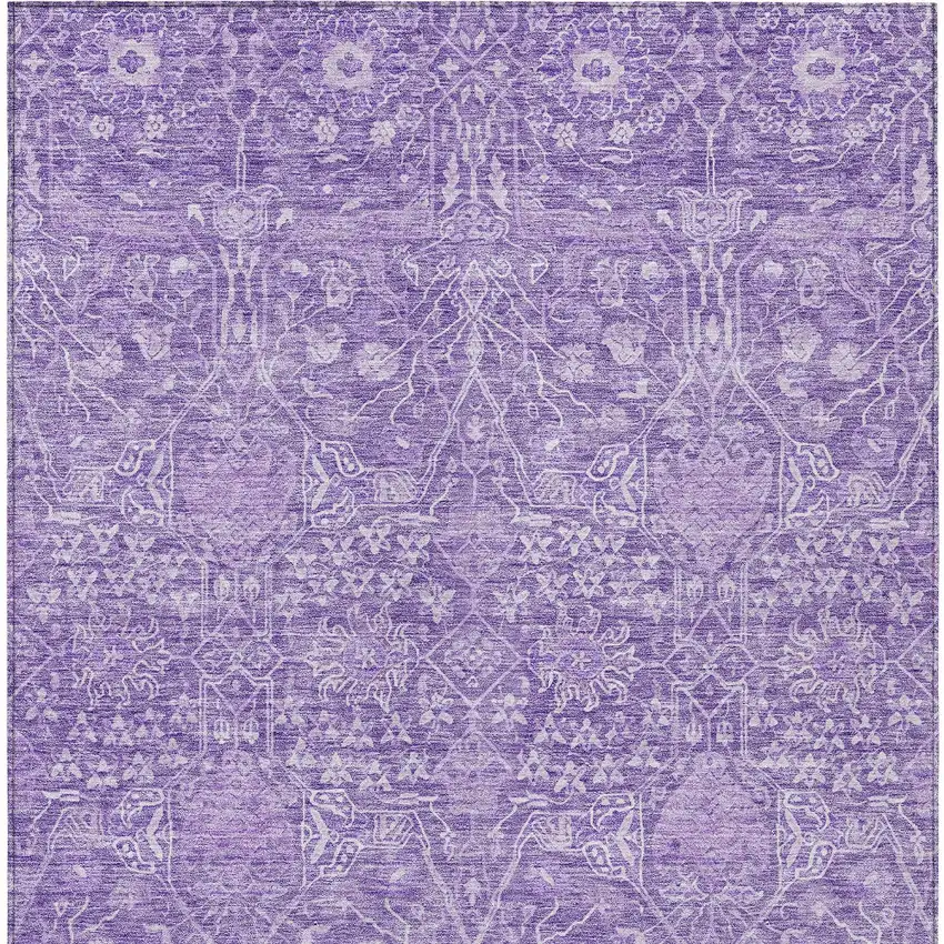 Plum And Lavender Floral Washable Indoor Outdoor Area Rug Photo 6