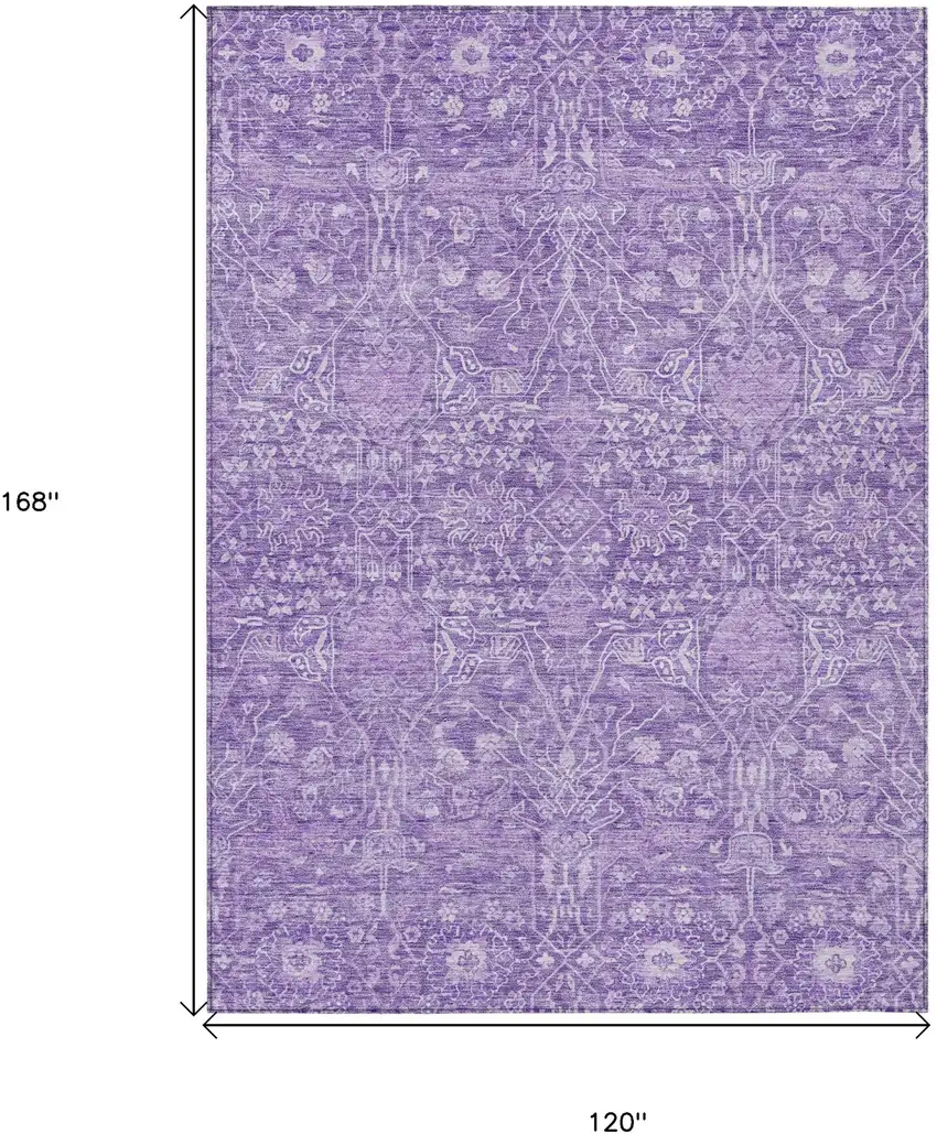 Plum And Lavender Floral Washable Indoor Outdoor Area Rug Photo 7