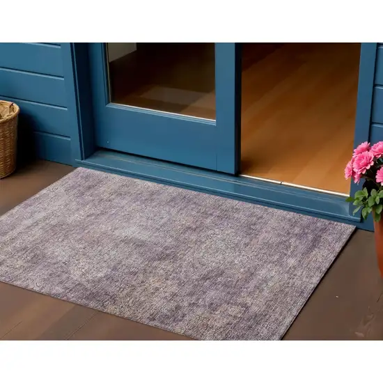 Plum And Lavender Floral Washable Indoor Outdoor Area Rug Photo 1