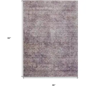 Photo of Plum And Lavender Floral Washable Indoor Outdoor Area Rug