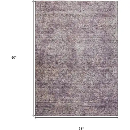 Plum And Lavender Floral Washable Indoor Outdoor Area Rug Photo 3