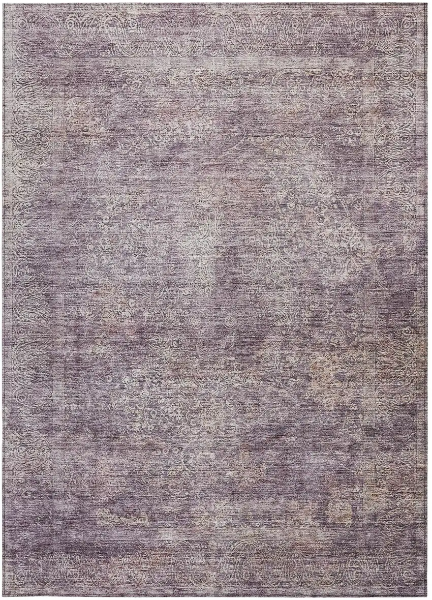 Plum And Lavender Floral Washable Indoor Outdoor Area Rug Photo 7
