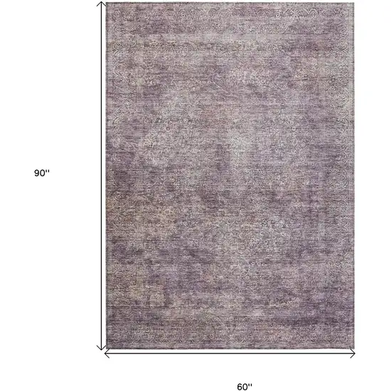 Plum And Lavender Floral Washable Indoor Outdoor Area Rug Photo 3