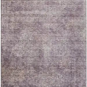 Photo of Plum And Lavender Floral Washable Indoor Outdoor Area Rug