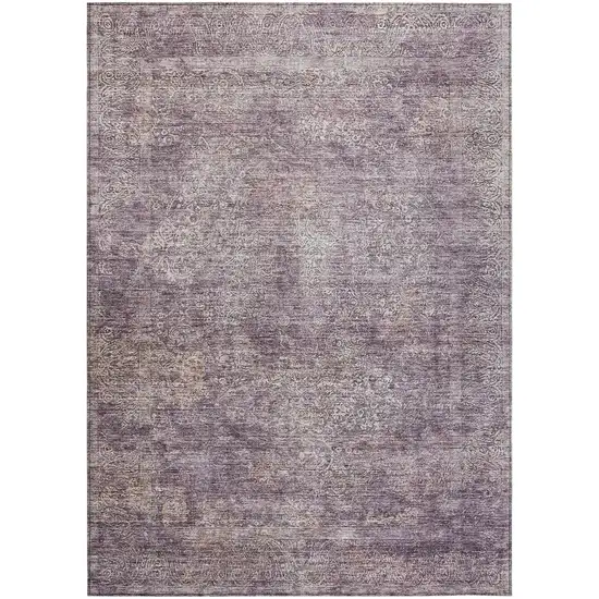 Plum And Lavender Floral Washable Indoor Outdoor Area Rug Photo 2