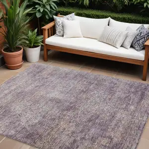 Photo of Plum And Lavender Floral Washable Indoor Outdoor Area Rug