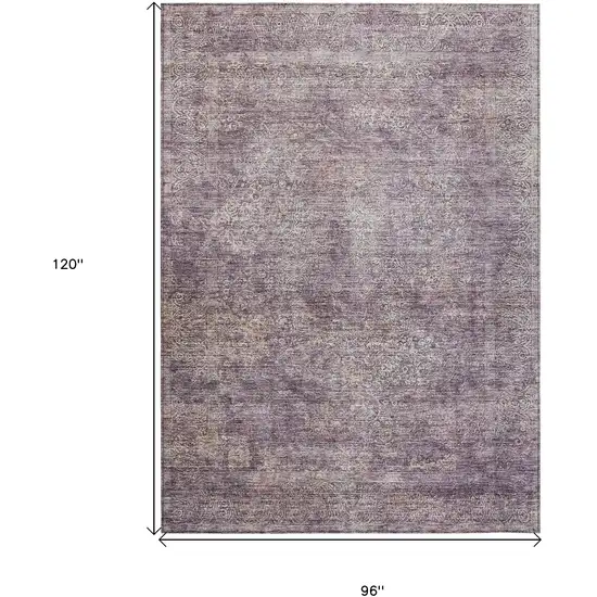 Plum And Lavender Floral Washable Indoor Outdoor Area Rug Photo 3