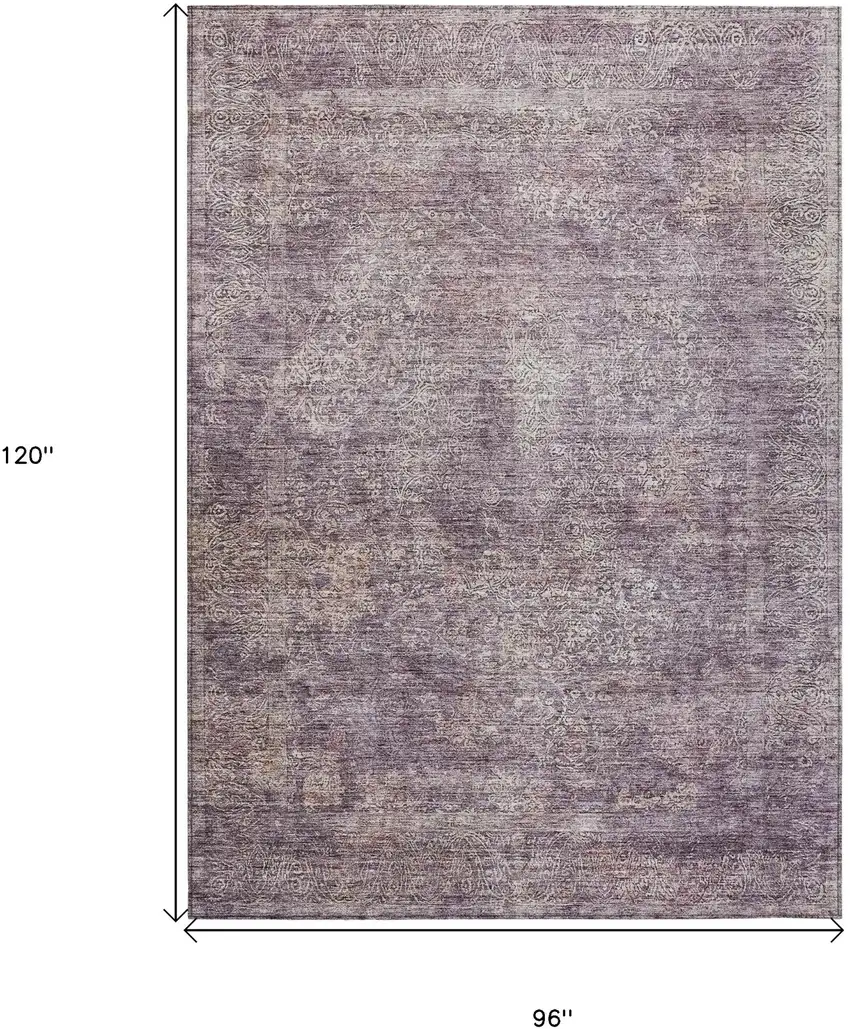 Plum And Lavender Floral Washable Indoor Outdoor Area Rug Photo 3