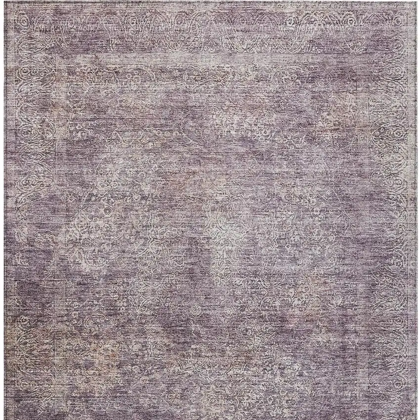 Plum And Lavender Floral Washable Indoor Outdoor Area Rug Photo 6