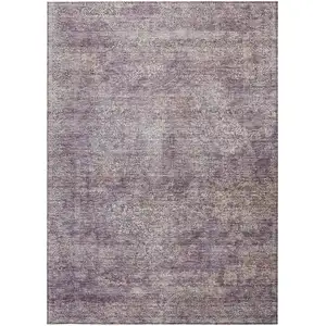 Photo of Plum And Lavender Floral Washable Indoor Outdoor Area Rug