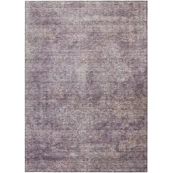 Plum And Lavender Floral Washable Indoor Outdoor Area Rug Photo 7