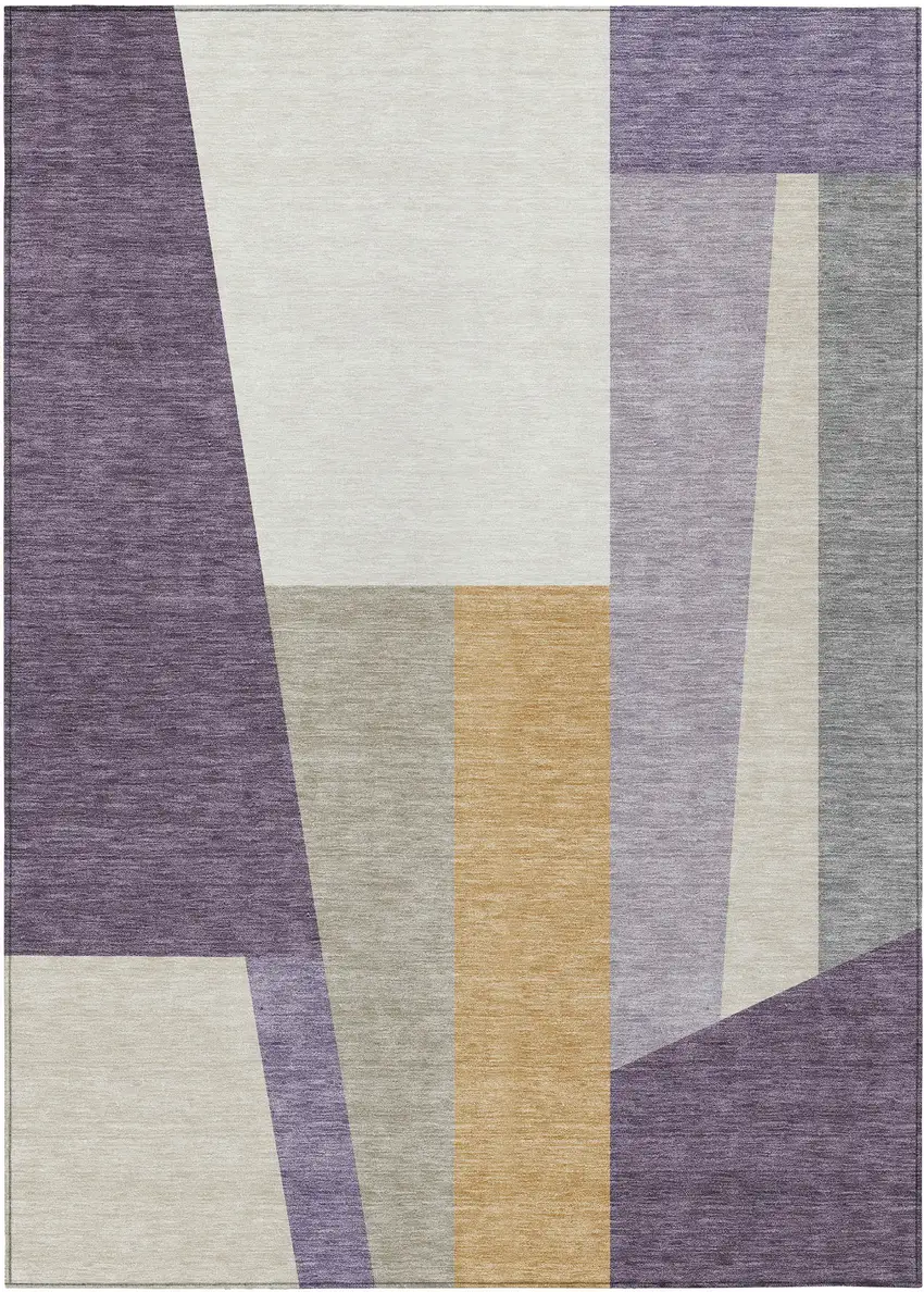Plum And Lavender Geometric Washable Indoor Outdoor Area Rug Photo 1