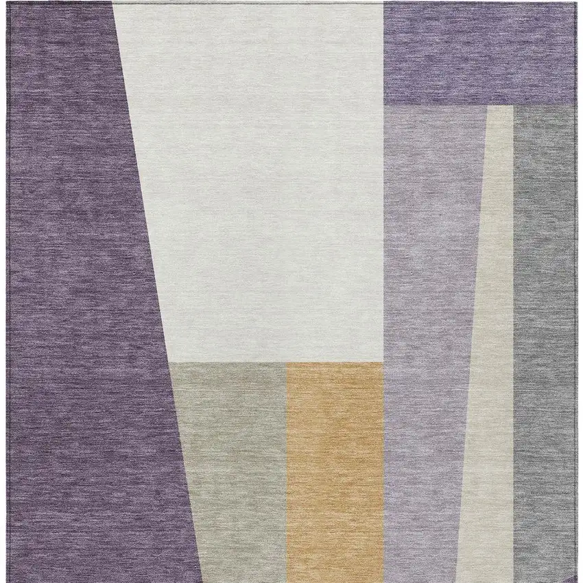 Plum And Lavender Geometric Washable Indoor Outdoor Area Rug Photo 3