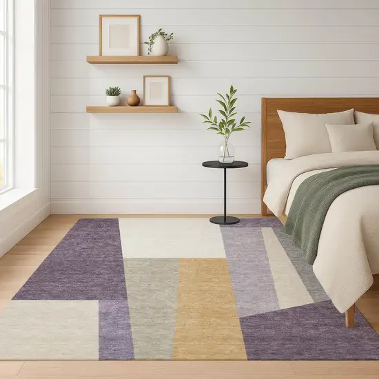 Plum And Lavender Geometric Washable Indoor Outdoor Area Rug Photo 6