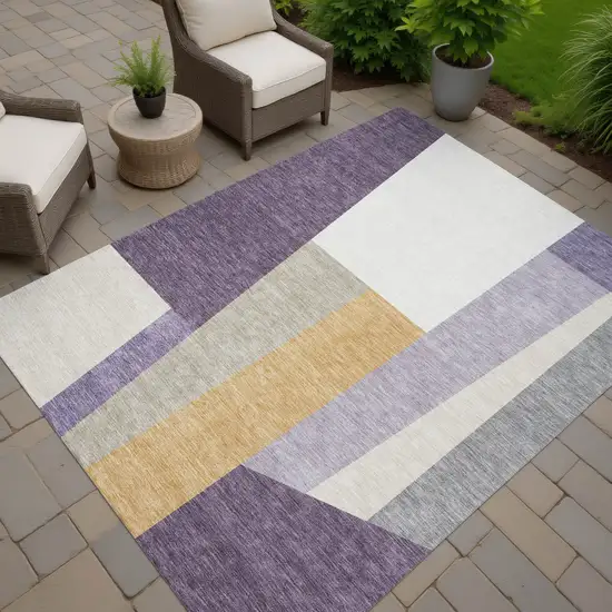 Plum And Lavender Geometric Washable Indoor Outdoor Area Rug Photo 7