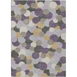 Photo of Plum And Lavender Geometric Washable Indoor Outdoor Area Rug