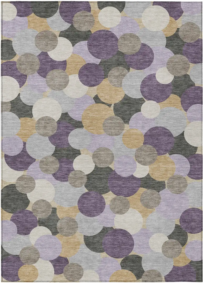 Plum And Lavender Geometric Washable Indoor Outdoor Area Rug Photo 1