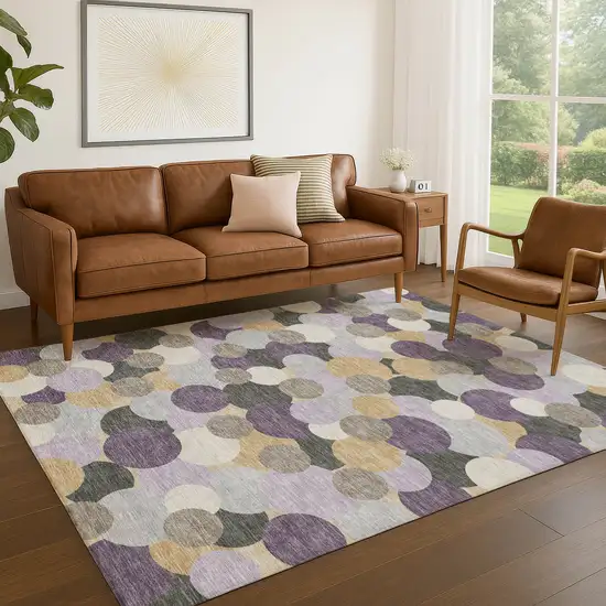 Plum And Lavender Geometric Washable Indoor Outdoor Area Rug Photo 5
