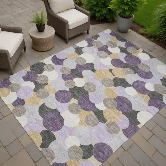 Plum And Lavender Geometric Washable Indoor Outdoor Area Rug Photo 7