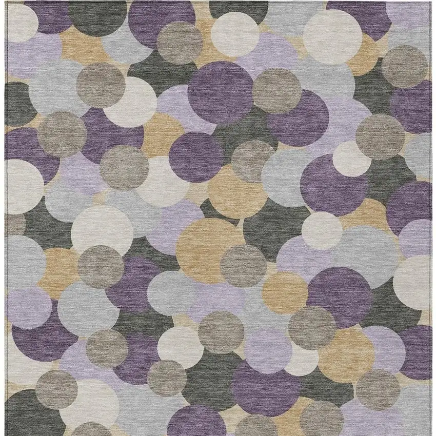 Plum And Lavender Geometric Washable Indoor Outdoor Area Rug Photo 3