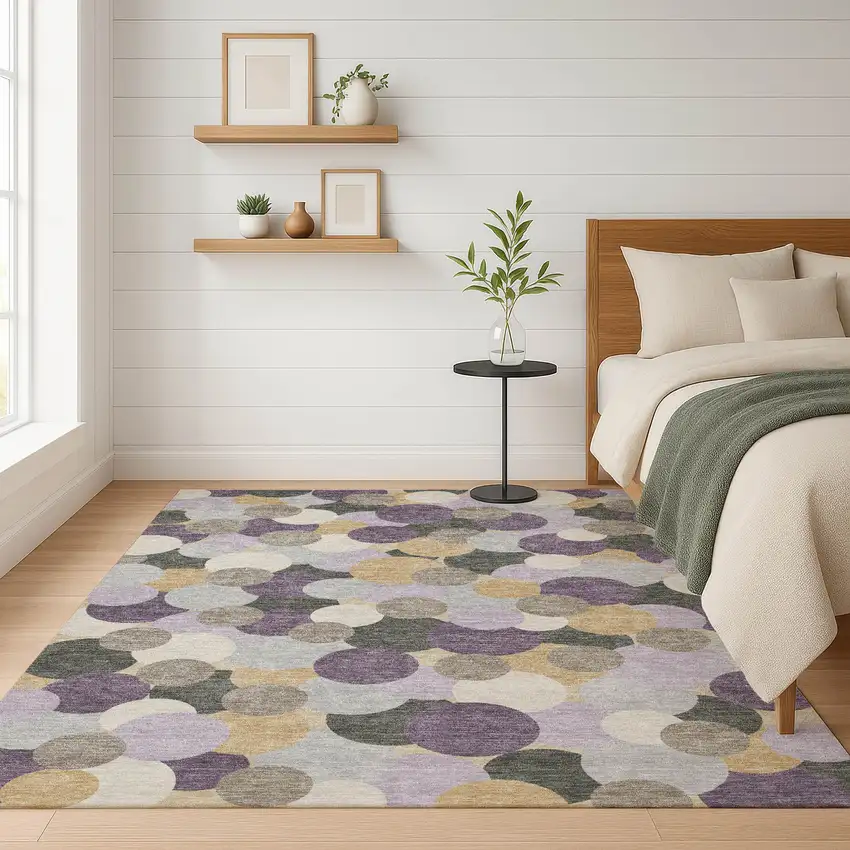 Plum And Lavender Geometric Washable Indoor Outdoor Area Rug Photo 6