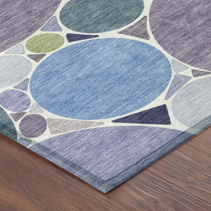 Plum And Lavender Geometric Washable Indoor Outdoor Area Rug Photo 5