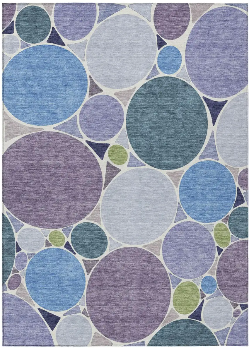 Plum And Lavender Geometric Washable Indoor Outdoor Area Rug Photo 2
