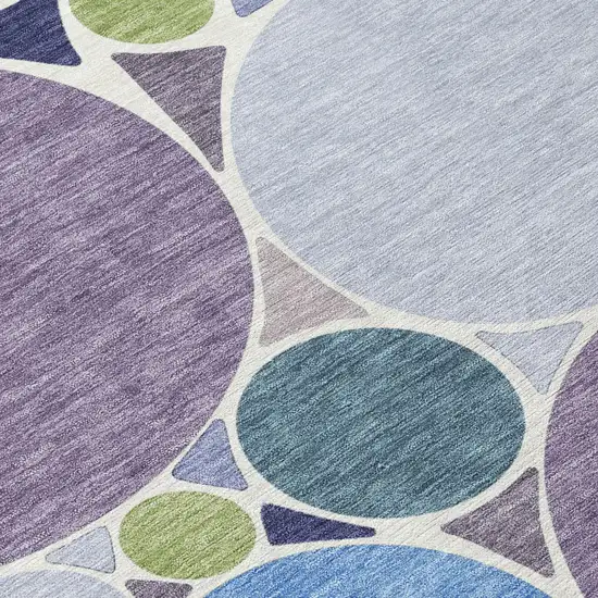 Plum And Lavender Geometric Washable Indoor Outdoor Area Rug Photo 6