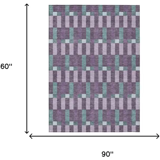 Plum And Lavender Geometric Washable Indoor Outdoor Area Rug Photo 7
