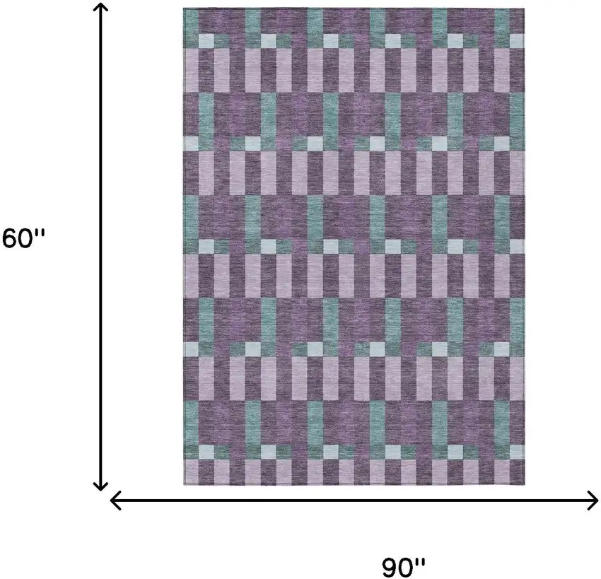 Plum And Lavender Geometric Washable Indoor Outdoor Area Rug Photo 7
