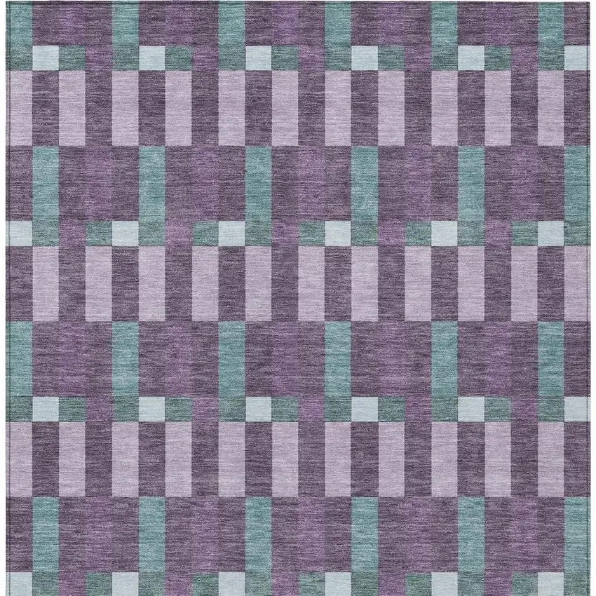 Plum And Lavender Geometric Washable Indoor Outdoor Area Rug Photo 4