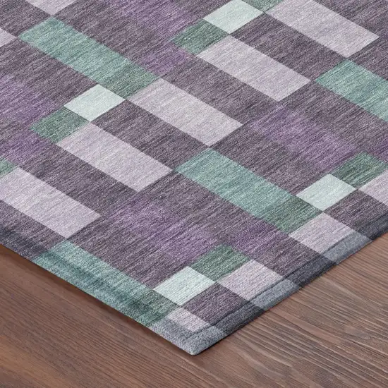 Plum And Lavender Geometric Washable Indoor Outdoor Area Rug Photo 5