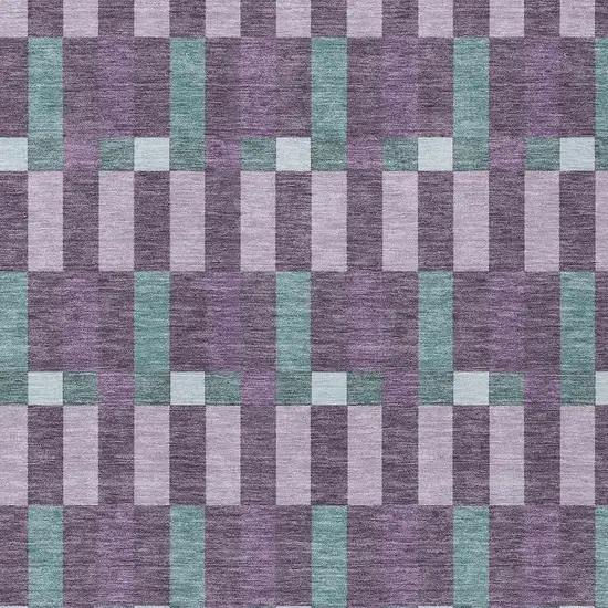Plum And Lavender Geometric Washable Indoor Outdoor Area Rug Photo 3