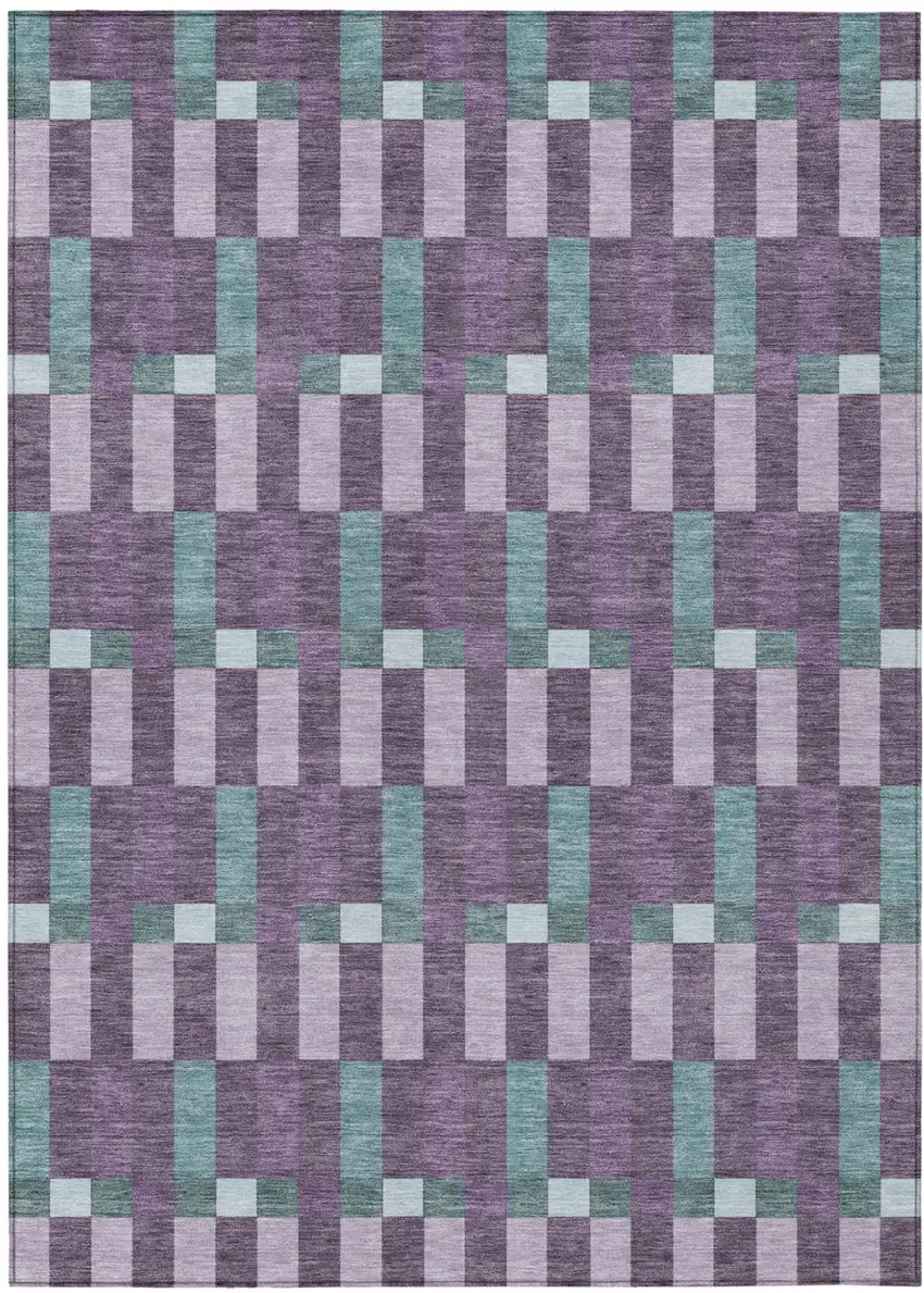 Plum And Lavender Geometric Washable Indoor Outdoor Area Rug Photo 2