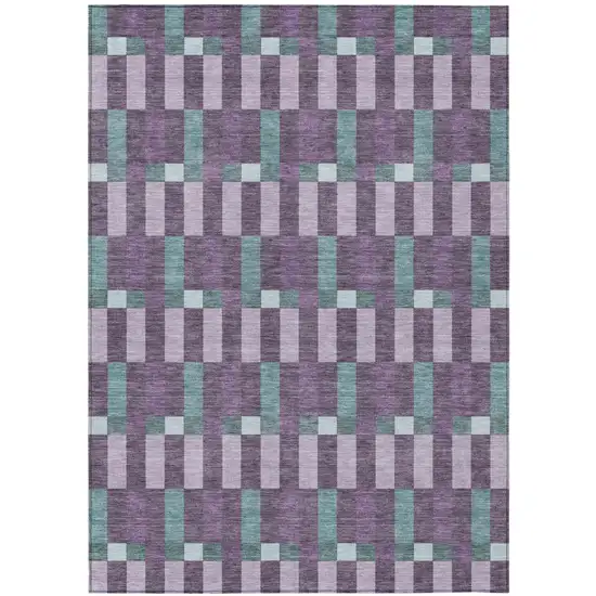 Plum And Lavender Geometric Washable Indoor Outdoor Area Rug Photo 2
