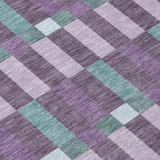 Plum And Lavender Geometric Washable Indoor Outdoor Area Rug Photo 6