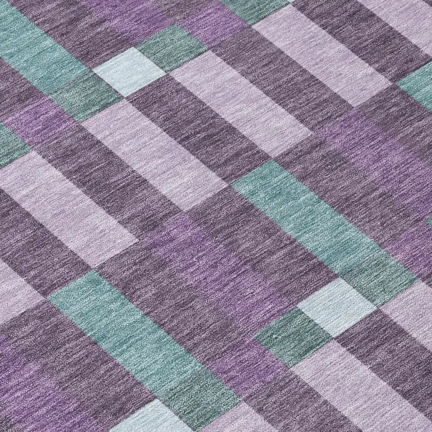 Plum And Lavender Geometric Washable Indoor Outdoor Area Rug Photo 6
