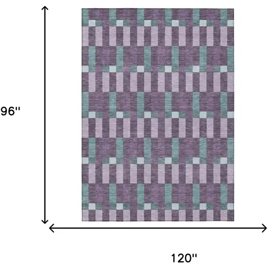Plum And Lavender Geometric Washable Indoor Outdoor Area Rug Photo 7