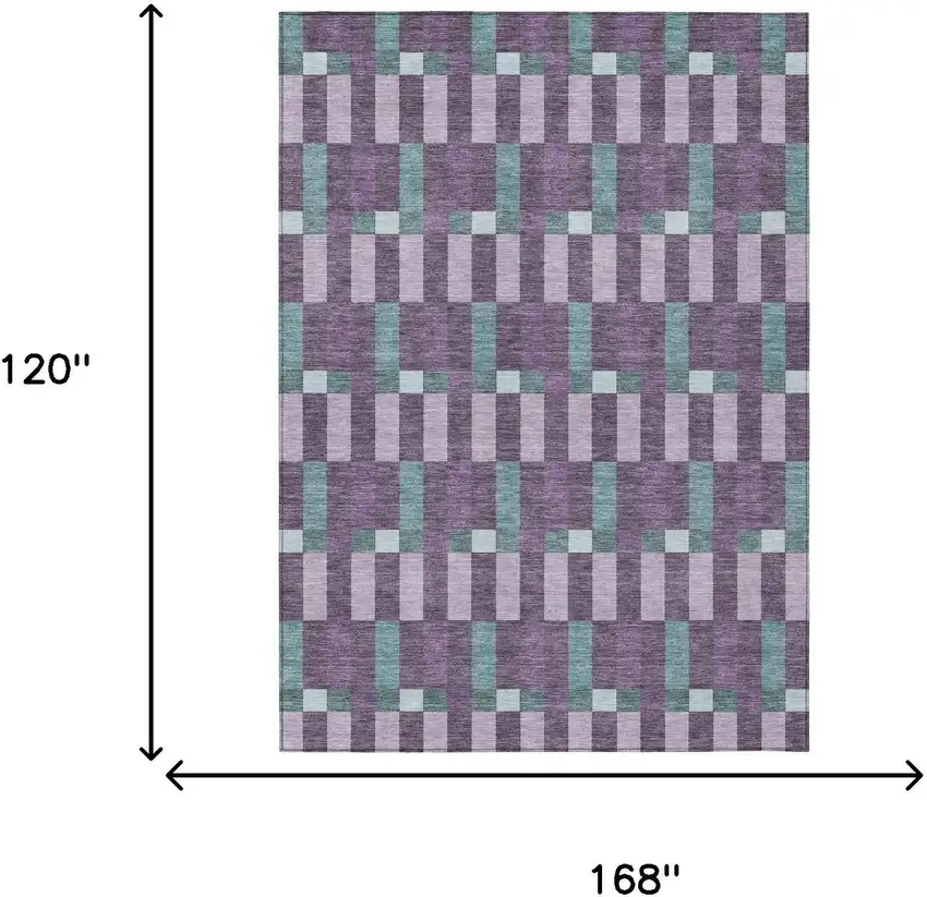 Plum And Lavender Geometric Washable Indoor Outdoor Area Rug Photo 7