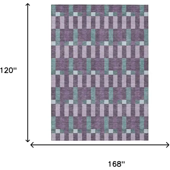 Plum And Lavender Geometric Washable Indoor Outdoor Area Rug Photo 7