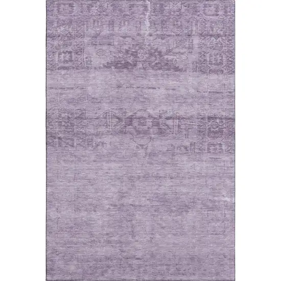 Plum And Lavender Oriental Washable Area Rug With UV Protection Photo 1
