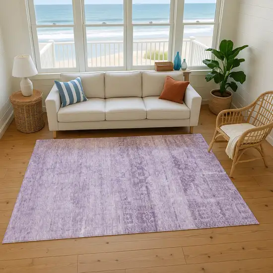 Plum And Lavender Oriental Washable Area Rug With UV Protection Photo 5
