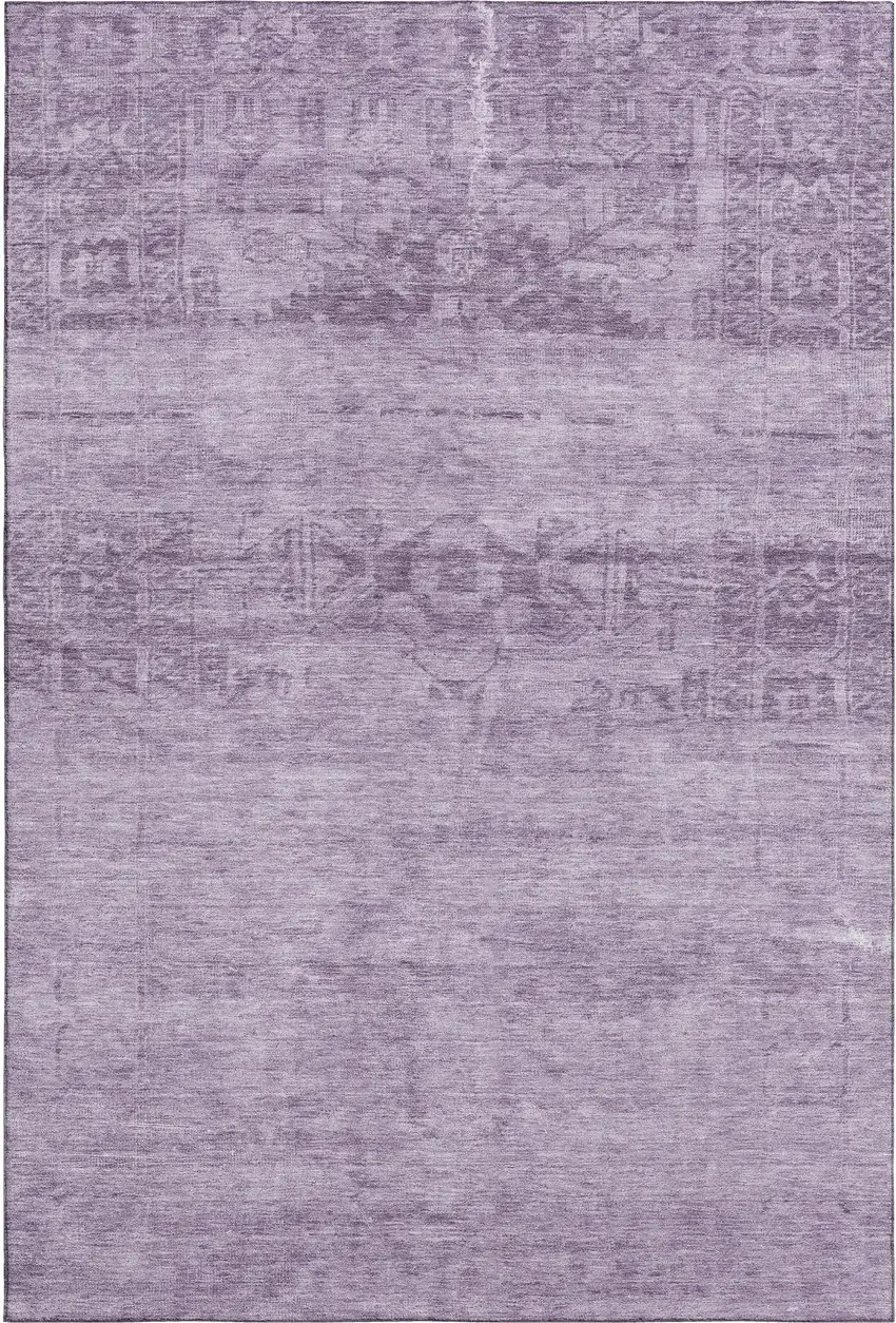 Plum And Lavender Oriental Washable Area Rug With UV Protection Photo 1