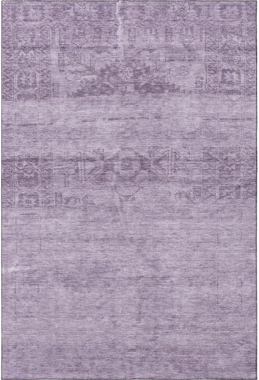 Plum And Lavender Oriental Washable Area Rug With UV Protection Photo 3