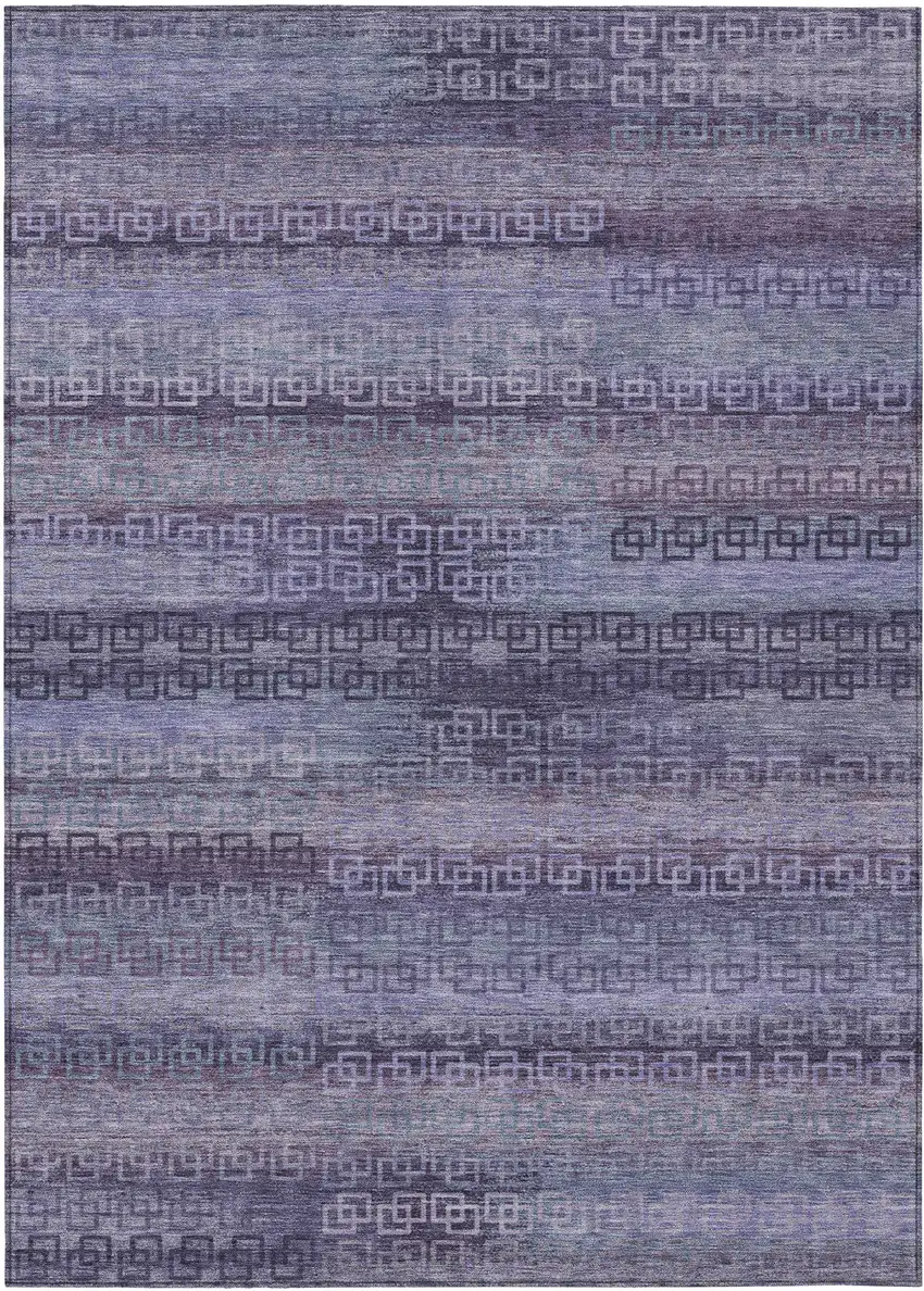 Plum And Lavender Striped Washable Indoor Outdoor Area Rug Photo 9