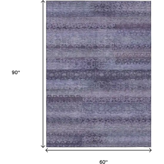 Plum And Lavender Striped Washable Indoor Outdoor Area Rug Photo 9